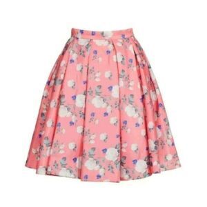 Erin Fetherston Flare Skirt Pleated Pockets Silk Midi Skirt